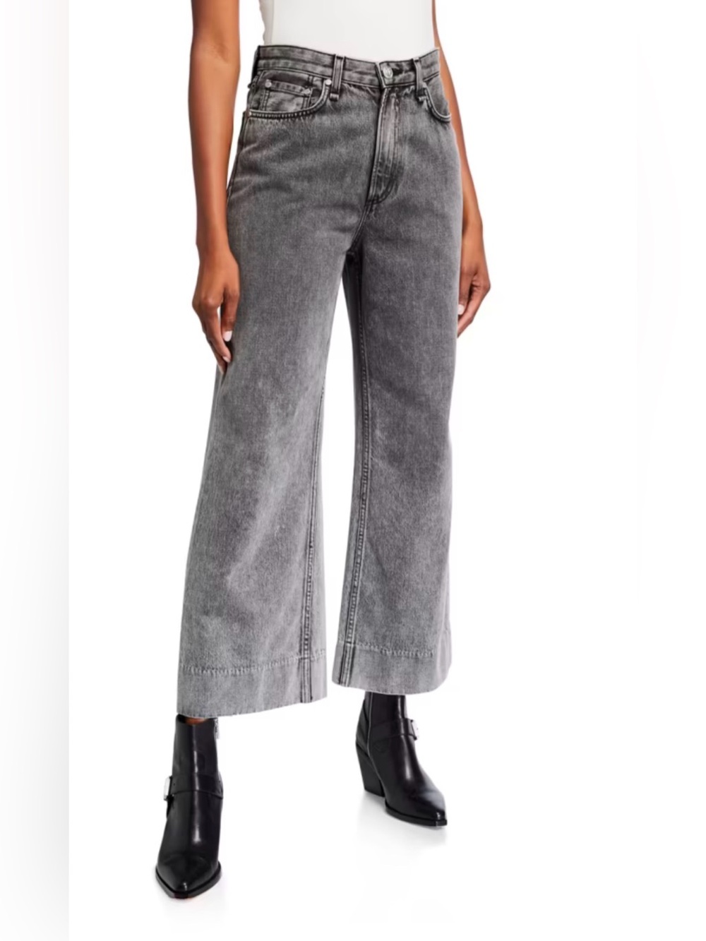 rag & bone Ruth Super High Rise Ankle Wide-Leg Jeans Sz 25